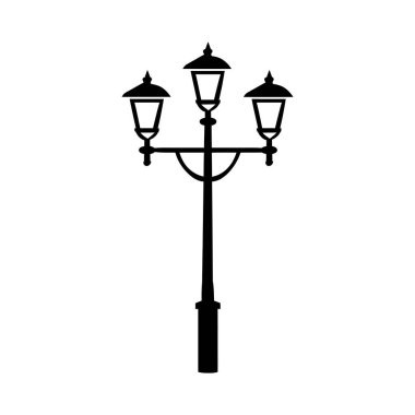 Eski Çoklu Işıklı Sokak Lambası Siyah Dış Hatlar Simgesi Tasarımı