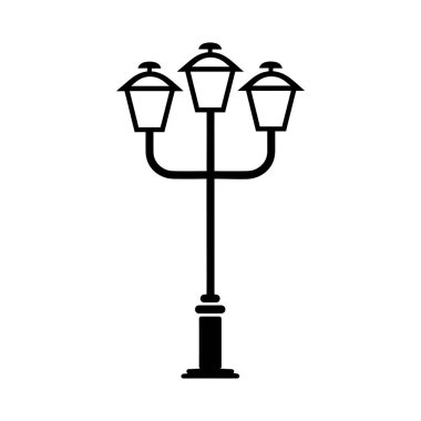 Eski Çoklu Işıklı Sokak Lambası Siyah Dış Hatlar Simgesi Tasarımı
