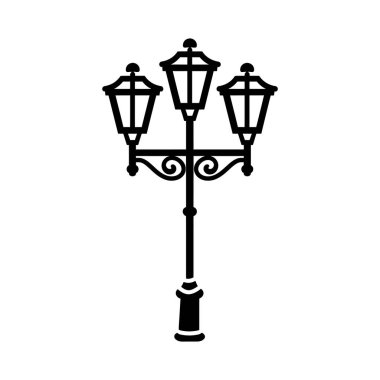 Eski Çoklu Işıklı Sokak Lambası Siyah Dış Hatlar Simgesi Tasarımı