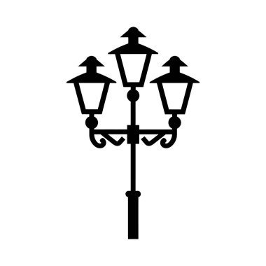 Eski Çoklu Işıklı Sokak Lambası Siyah Dış Hatlar Simgesi Tasarımı
