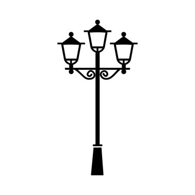Eski Çoklu Işıklı Sokak Lambası Siyah Dış Hatlar Simgesi Tasarımı