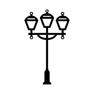 Eski Çoklu Işıklı Sokak Lambası Siyah Dış Hatlar Simgesi Tasarımı