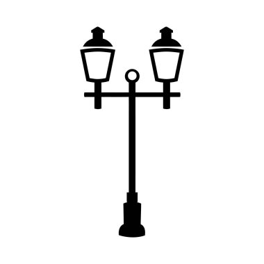 Eski Çoklu Işıklı Sokak Lambası Siyah Dış Hatlar Simgesi Tasarımı