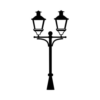 Eski Çoklu Işıklı Sokak Lambası Siyah Dış Hatlar Simgesi Tasarımı