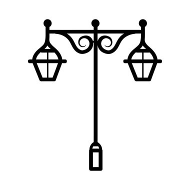 Eski Çoklu Işıklı Sokak Lambası Siyah Dış Hatlar Simgesi Tasarımı