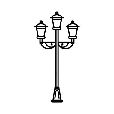 Eski Çoklu Işıklı Sokak Lambası Siyah Dış Hatlar Simgesi Tasarımı