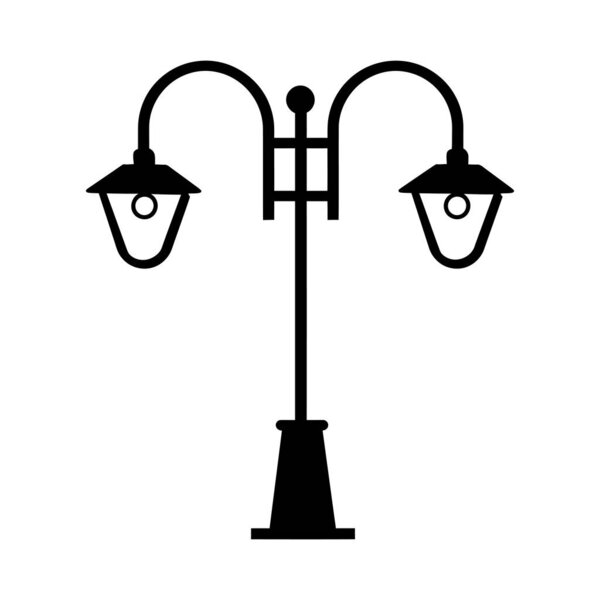Old Multiple light street lamp black outline icon background design