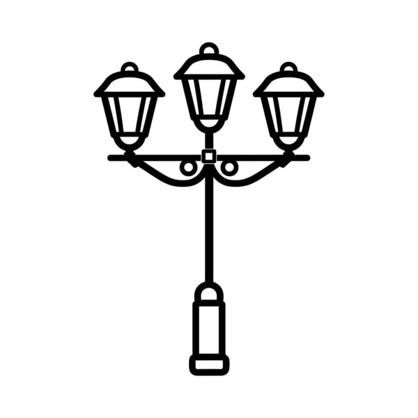 Old Multiple light street lamp black outline icon background design