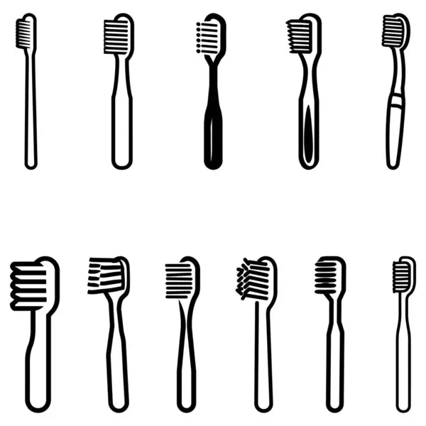 Diş fırçası siyah dış hat Simge beyaz arkaplan tasarımı