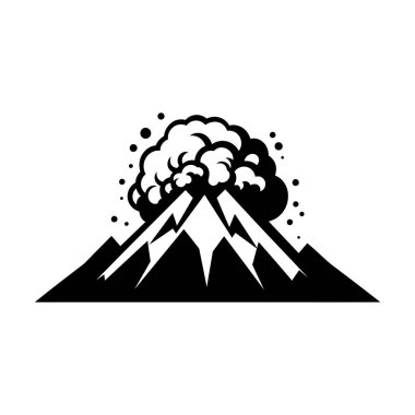 Etkin Volkan Patlaması siyah Simge Vektörü izole tasarımı