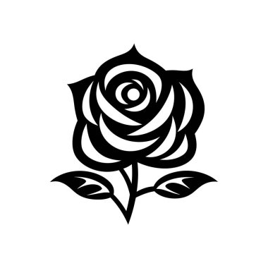 Gül Siyah simgesi ve Beyaz arkaplan tasarımı