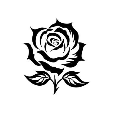 Gül Siyah simgesi ve Beyaz arkaplan tasarımı