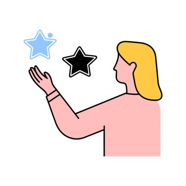 Yıldızlara Erişen Kadın Renklendirme Simgesi Arzusu ve Hayaller.