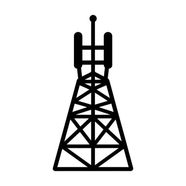 Tower Connectivity and Communication siyah simge illüstrasyon tasarımı.