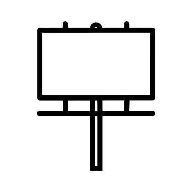 Klasik bir yol kenarı reklam panosu tabela ikonu ve koyu siyah çizgileri var. Vektör tasarımı şeffaf bir arkaplanda.