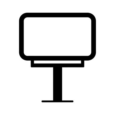 Siyah bir televizyon ikonu içeren minimalist tasarım. Temiz hatlar, şeffaf bir geçmiş. Modern bir dokunuşla arayüz tasarımı ve dijital projeler için mükemmel.