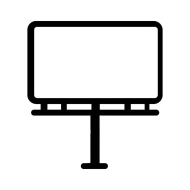 Şeffaf bir arkaplanı olan minimalist tarzda hazırlanmış bir reklam panosu yapı simgesi sunar. Tasarım görsel olarak basit ve işaret olarak kullanılabilir..