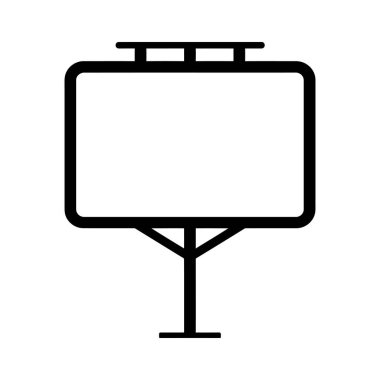 Özellikler basit duruş bir ekran, bir reklam panosu simgesi şeffaf bir arkaplan üzerinde minimalist siyah özet biçimi..
