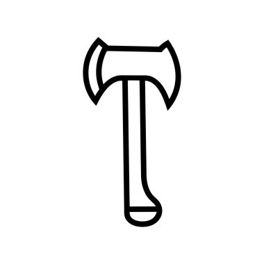 Tek başlı bir savaş baltasının basit bir çizimi. Kavisli bir bıçak ve tahta sapı var..