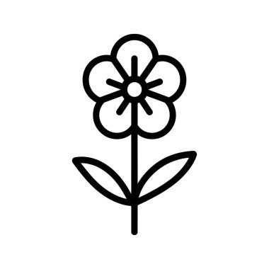 Simetrik taç yaprakları ve dikey sapı olan minimalist siyah nilüfer çiçeği ikonu.