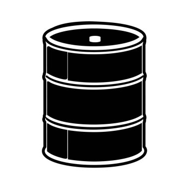 Endüstriyel petrol varilinin simgesi olan simsiyah bir siluet..