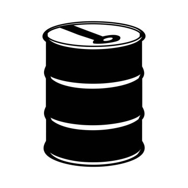 Endüstriyel petrol varilinin simgesi olan simsiyah bir siluet..