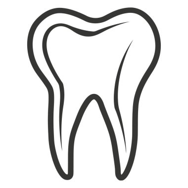 Cesur siyah çizgili tek bir diş, temiz beyaz bir arkaplan üzerine kurulmuş, diş sağlığı projeleri ya da eğitimsel görseller için mükemmel. Ayrıntılı satır sanatı.