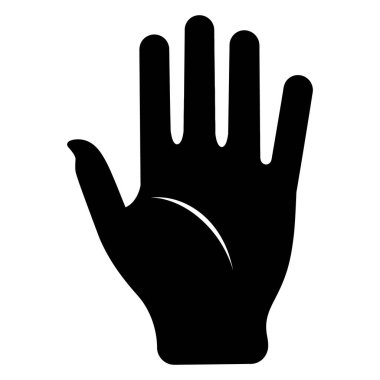 Beş parmaklı siyah bir el, belirgin beyaz bir çizginin palmiyenin iç eğrisinin karanlığını kestiği bir siluet olarak sunulur..