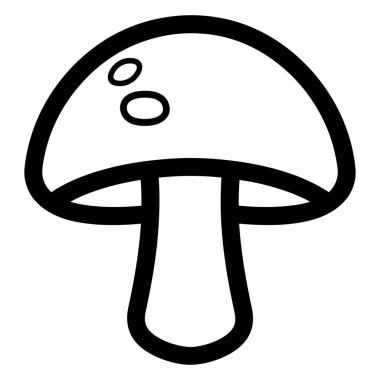 Temel karikatür çizimlerinde, iki oval benekli yuvarlak bir kapak ve beyaz arka planda kalın bir gövde içeren katı siyah çizgili bir mantar gösteriliyor..