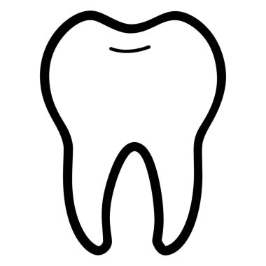 Siyah çizgili beyaz azı dişi grafiği. Bu temiz, minimalist diş vektörü sağlık sitelerinde, diş sağlığı kliniklerinde ve tıbbi illüstrasyonlarda kullanmak için idealdir..
