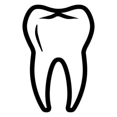 Diş sağlığı veya anatomiyi temsil etmek için ideal, temiz ve minimalist bir diş çizgisi. Resim, beyaz bir arkaplanda basit ve cesur bir özet içerir..