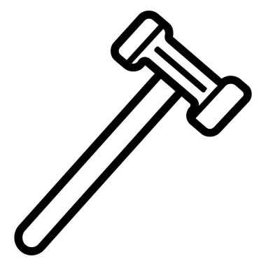 Minimalist bir çizim, inşaatta kullanılan bir araç olan lastik bir tokmağı gösteriyor. Köşeleri yuvarlaktır ve çeşitli uygulamalar için mükemmeldir..