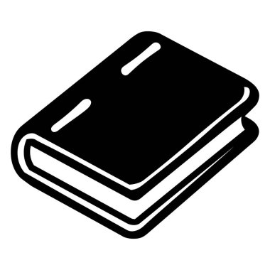 Bu grafik kapalı bir kitabın siyah-beyaz biçimlendirilmiş bir görüntüsünü, eğitici materyaller, tasarım unsurları ve bilginin sembolik temsilleri için idealdir..