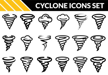 Koleksiyonda, özgün şekil ve biçimlerini vurgulayarak, sert beyaz bir arkaplan karşısında gösterilen belirgin siyah çizgili siklon veya kasırga tarzı simgelerin bir çeşitliliği yer almaktadır..