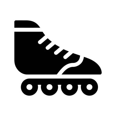 Vektör illüstrasyonu, temiz beyaz bir arkaplan üzerinde sergilenen, eğlence amaçlı paten faaliyetleri için tasarlanmış spor ayakkabılarını temsil eden siyah bir paten ikonunu gösteriyor.