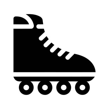 İzole edilmiş siyah paten ikonu çocukluk eğlencesi sergiler, egzersiz için basit taslak stil spor ekipmanlarının altını çizer ya da beyaz arka planda nostaljik bir eğlence.
