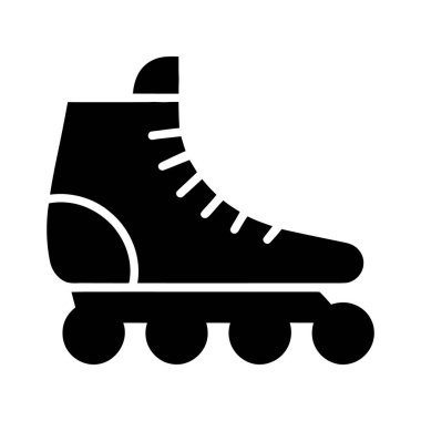 Pürüzsüz kıvrımlı siyah dörtlü paten vektörü, beyaz arkaplan ile basit, minimalist bir grafiktir..