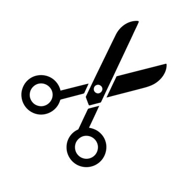 Yuvarlak saplı basit siyah makas, temiz beyaz arkaplana karşı izole edilmiş bir vektör grafiğinde gösterilir.