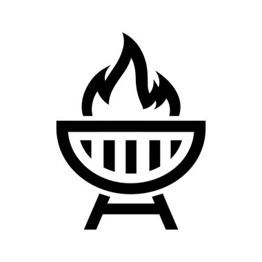 Siyah barbekü silueti alevlerin yükseldiğini gösteriyor. Bu da yaz barbekü partilerini ve klasik ızgaraları çağrıştırıyor..