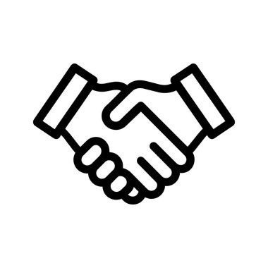 Siyah tokalaşma simgesi, bir anlaşmayı temsil eden, beyaz bir arkaplanda izole edilmiş, anlaşma veya ortaklık içinde birbirine kenetlenmiş iki eli gösteriyor..