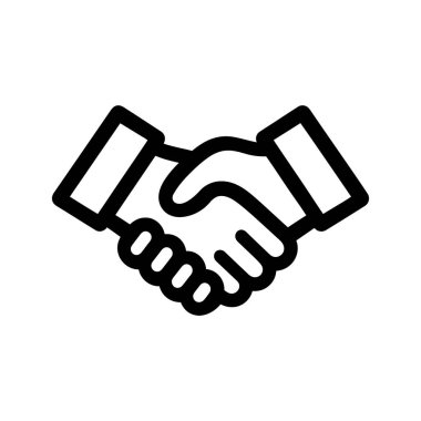 Siyah tokalaşma çizgisi biçim simgesi, takım çalışmasını, ortaklığı, anlaşmayı ve beyaz bir arkaplanda güveni gösteren bir anlaşmayı temsil eder.