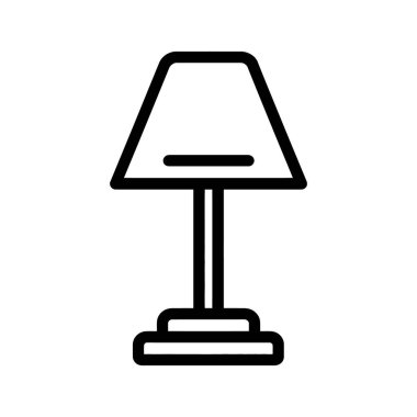 Bu bir iç lambanın temel tasviri. Lambanın bir abajuru, duruşu ve katmanlı tabanı var. Beyaz arkaplanda vektör ögesi.