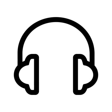 Yuvarlak kenarlı basit bir siyah kulaklık simgesi beyaz arkaplanda izole edilmiştir. Ana hatları kalın ve tasarımı minimalist..