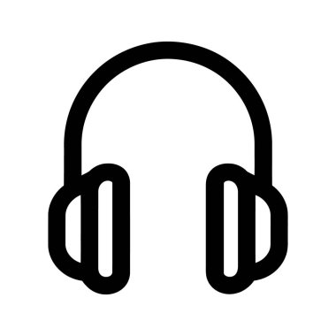 Siyah kulaklık simgesi beyaz arkaplan çizgili ses ekipmanları gösteriyor. Müzik veya sesle ilgili temalar için mükemmel olan basit bir kulaklık vektör şeklidir..