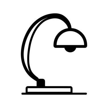 Siyah minimalist masa lambası ana hatları, temiz beyaz arkaplan üzerine kurulmuş ev ve ofis alanları için mükemmel bir aydınlatma çözümünü gösteriyor..