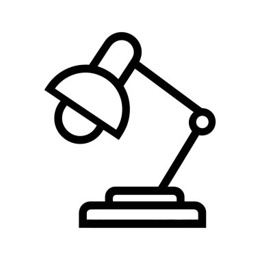 Siyah ana hatlı masa lambası, beyaz arkaplanda modern ve çağdaş alanlar için minimalist bir aydınlatma armatürü oluşturan ayarlanabilir bir kol, gölge ve taban özellikleri içerir..