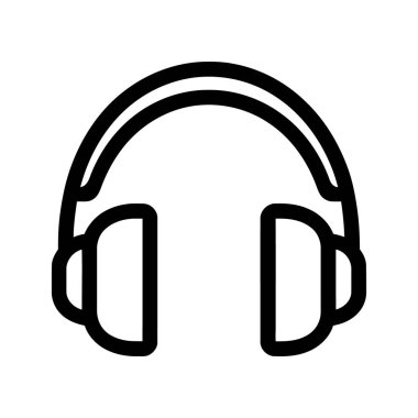 Siyah çizgiler klasik kulaklıkları gösteriyor. Kulaklık ve saç bandı beyaz arka planda açıkça görülüyor..