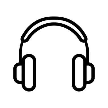 Siyah kulaklıklar, ses ekipmanlarını temsil etmek için minimalist bir yaklaşım sergiliyor, hatta kalın vuruşlar kullanılarak, beyaz arka planda merkezleniyor..