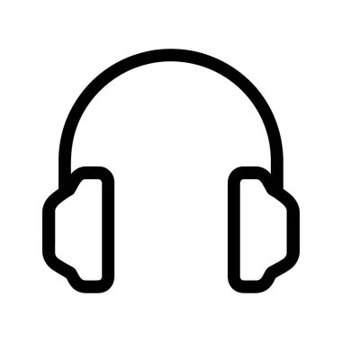 Kalın hatlı kulaklık simgesi basit ses teknisyenlerini görüntüler. Bu minimalist tasvir, birçok bağlamda berraklık ve çok yönlü kullanım için beyaz bir arkaplana karşıdır.