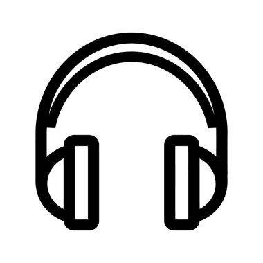 İzole edilmiş siyah kulaklık simgesi, ses projeleri için ideal, net, net, minimalist bir tasarıma sahip, katıksız beyaz arka plana karşı profesyonel bir ses deneyimi sunan,.
